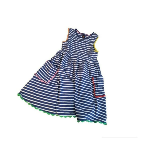 Mini Boden Sleeveless Striped Pocket Dress Size 7/8 - Picture 1 of 4